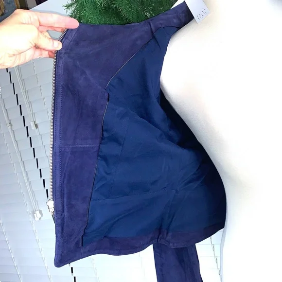🚫SOLD! NWT🤩|•WHBM•| Navy Suede Moto Jacket* - Picture 14 of 16